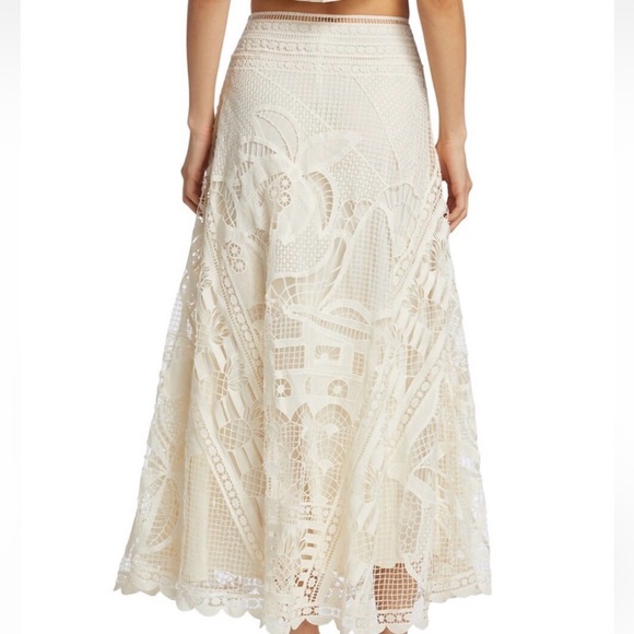 NWT Farm Rio Off White Guipire Lace Maxi Skirt - Sz L - Picture 3 of 4